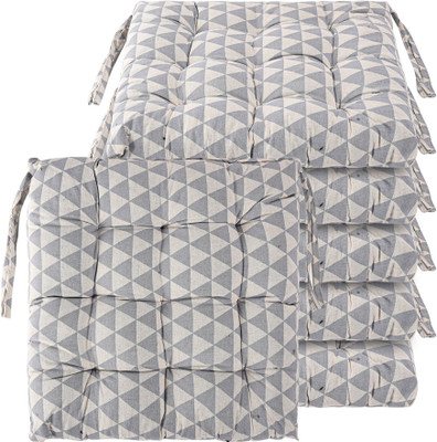 KUBER INDUSTRIES Microfibre Abstract Chair Pad Pack of 6(Grey)