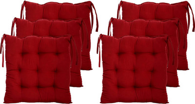 Barbican Microfibre Solid Chair Pad Pack of 6(Red)