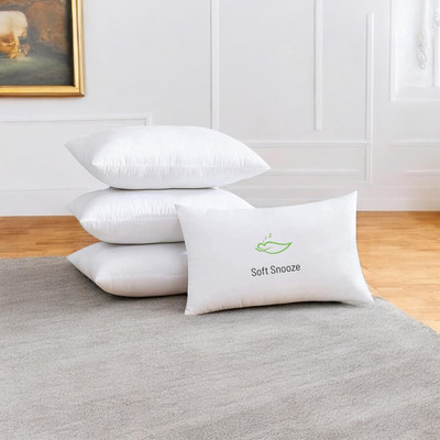 SOFT SNOOZE SOFT LUXURY Microfibre Solid Sleeping Pillow Pack of 4(White)