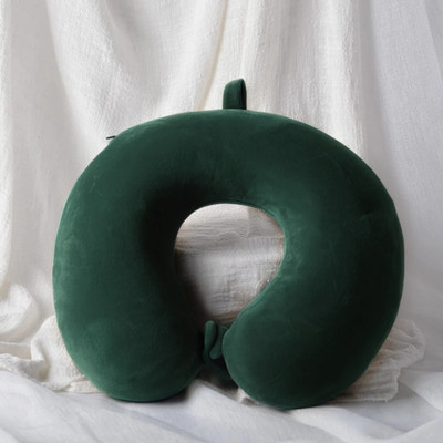 PUMPUM Travel Series Memory Foam Solid Travel Pillow Pack of 1(Dark Green)