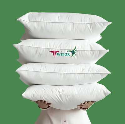 TWIROX ULTRA SOFT LUXURY Cotton Solid Sleeping Pillow Pack of 4(White)
