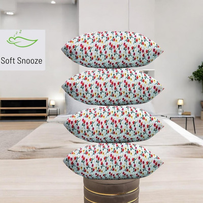 SOFT SNOOZE Microfibre Sleeping Pillow Pack of 4 Floral LUXURY(White)