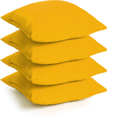 Vcuitt RED PLAIN Microfibre Nature Cushion Pack of 4(Yellow)