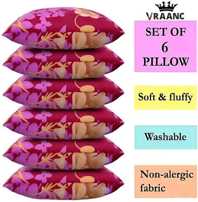 SOFT SNOOZE Luxury Polyester Fibre Abstract Sleeping Pillow Pack of 6(Pink)