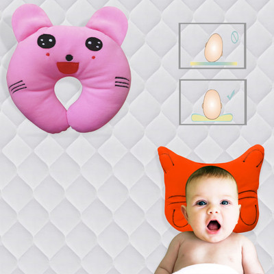 Found Fit Mustard Seeds Solid Baby Pillow Pack of 2(Pink & Orange)
