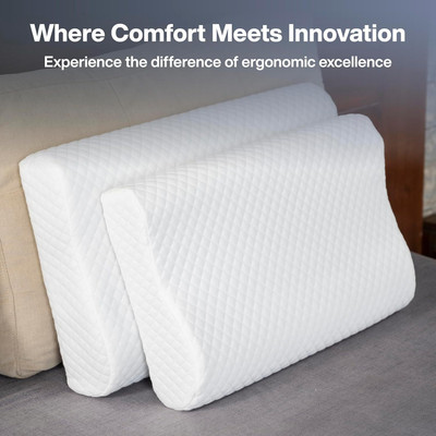 Anjum ERGONOMIC DESIGN Cotton Solid Orthopaedic Pillow Pack of 2(White)