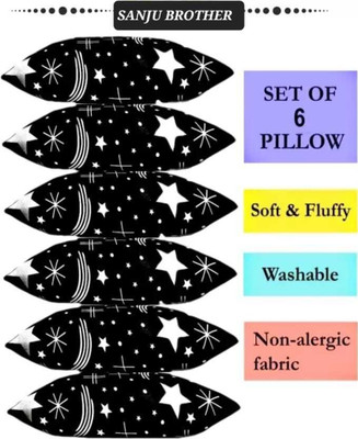 PALVIT Microfibre Abstract Sleeping Pillow Pack of 6(Black)