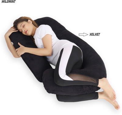 WILD MINT Polyester Fibre Pregnancy Pillow Pack of 1 Solid(Black)