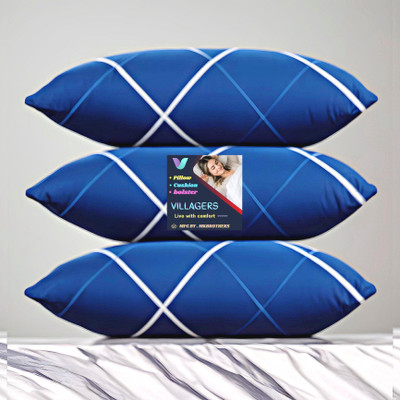 Tecsun LUXURY Polyester Fibre Abstract Sleeping Pillow Pack of 3(Blue)