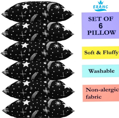 NKSNIMYSTORES Polyester Fibre Abstract Sleeping Pillow Pack of 6(Black)