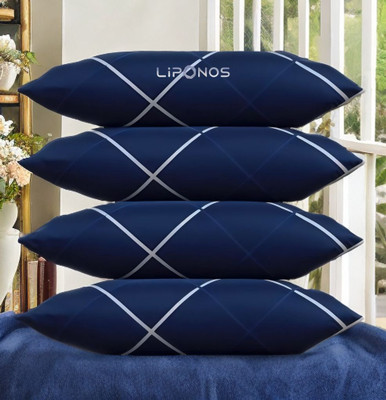 LIPONOS Cotton Sleeping Pillow Pack of 4 Solid LUXURY(Blue)