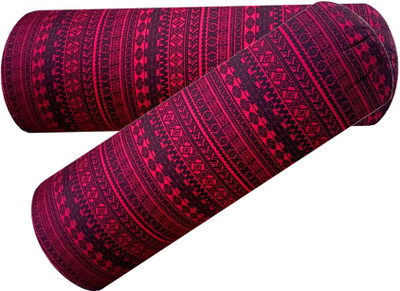 GKM Microfibre Abstract Bolster Pack of 2(Maroon, Black)