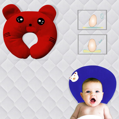 Found Fit Mustard Seeds Solid Baby Pillow Pack of 2(Red & Blue)