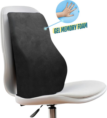 Sleepsia Velvet Orthopedic Lumbar Support Gel Infused Back Support Pillow - Memory Foam Solid Lumbar Pillow Pack of 1(Black)