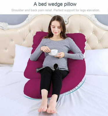 MAHADEV Luxury Velvet G Shape Microfibre Solid Pregnancy Pillow Pack of 1(wine g)
