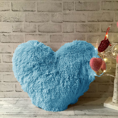 PICKKART Heart Shape Pillow-38 cm Microfibre Solid Cushion Pack of 1(Blue)