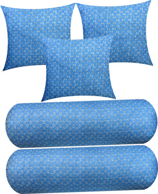 Changers Microfibre Floral Sleeping Pillow Pack of 5(Light Blue, White)
