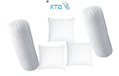 GTX Microfibre Cushion Pack of 5 Stripes Set Of 2 Bolster And 3(White)