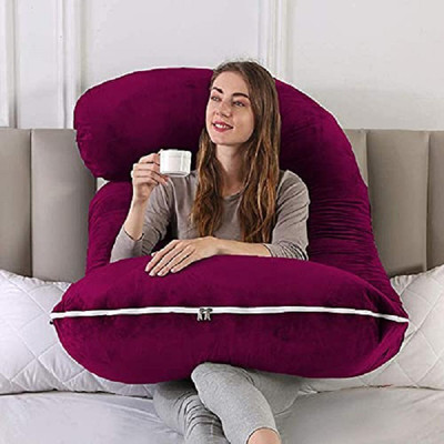 ANVANSA Microfibre, Polyester Fibre Solid Pregnancy Pillow Pack of 1(wine)