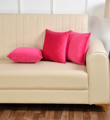 Hundur Store Polyester Fibre Cushion Pack of 3 Solid(Pink)