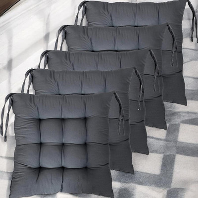 SOFT SNOOZE Soft Luxury Microfibre Solid Chair Pad Pack of 5(Grey)