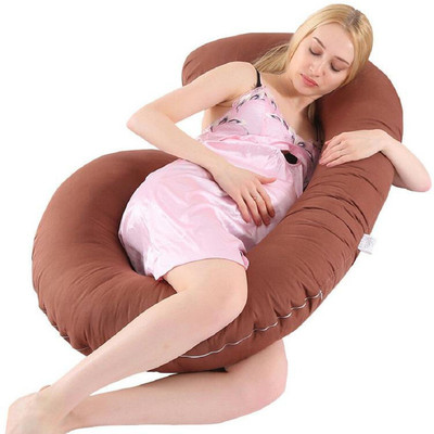 Mom's Moon Microfibre Solid Pregnancy Pillow Pack of 1(Coffee Brown)