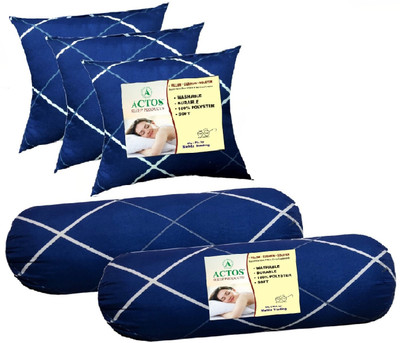 ACTOS Microfibre Geometric Bolster Pack of 5(Dark Blue7)