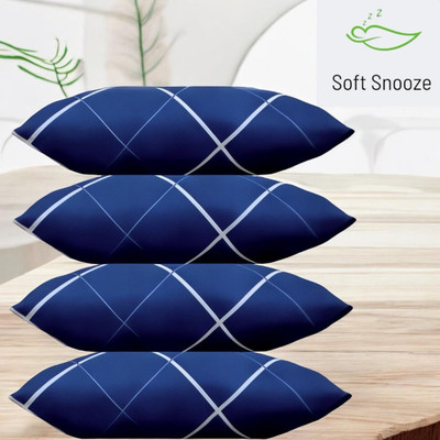 SOFT SNOOZE Microfibre Abstract Sleeping Pillow Pack of 4(Blue)
