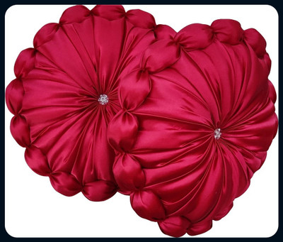 RACCOON Decorative Touch Microfibre Solid Cushion Pack of 2(Red)