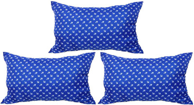 brightjex Microfibre Solid Sleeping Pillow Pack of 3(Blue)