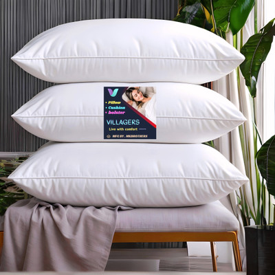 VILLAGERS LUXURY Microfibre Abstract Sleeping Pillow Pack of 3(White)