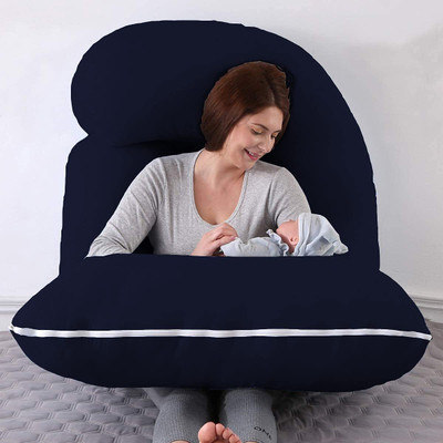 JoJo J Shape Microfiber Solid Pregnancy Pillow Polyester Fibre Solid Pregnancy Pillow Pack of 1(Dark Blue)