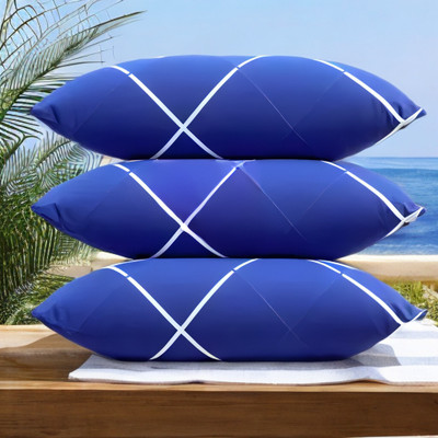 EIRINI LUXURY Polyester Fibre Solid Sleeping Pillow Pack of 3(Blue)