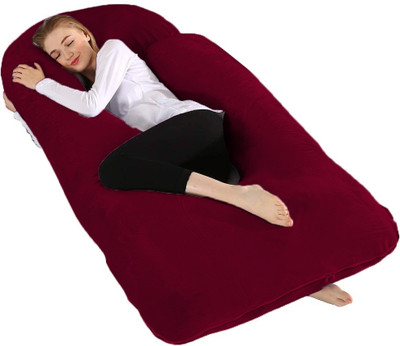 Keshav Pharma J Shape Microfibre Solid Pregnancy Pillow Pack of 1(Maroon)