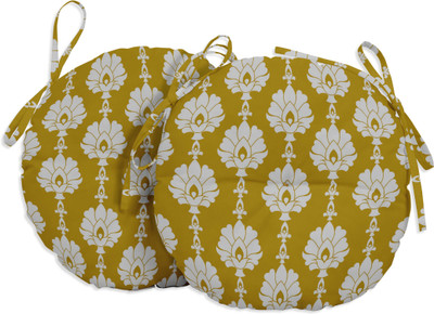 Vargottam Polyester Fibre Motifs Chair Pad Pack of 2(Yellow2)