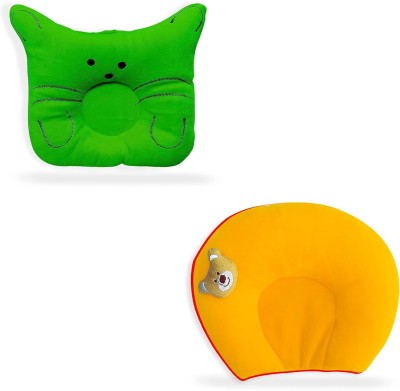 Found Fit Mustard Seeds Solid Baby Pillow Pack of 2(Green & yellow)