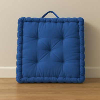 maatrikaa Cotton Floor Cushion Pack of 1 Solid Square-Tatami Cushion for Meditation, Reading, Sitting Room(18x18 Inch)(Blue)