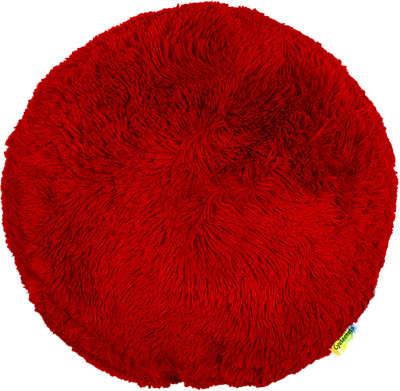 Cyuteenuts Red round Fur pillow for sofa Microfibre Solid Cushion Pack of 1(Red)