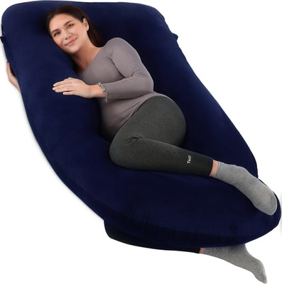Soo Jaoo Maternity Pillow Microfibre Solid Pregnancy Pillow Pack of 1(Navy Blue)