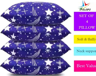 LIPONOS Polyester Fibre Sleeping Pillow Pack of 4 Solid LUXURY(Blue)