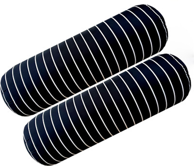Changers Round Bolster Microfibre Abstract Bolster Pack of 2(Black, White)