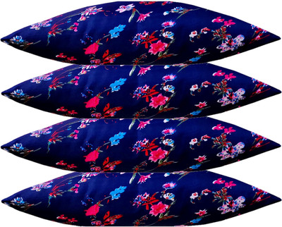 ACTOS Microfibre Floral Sleeping Pillow Pack of 4(Blue)