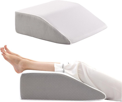 FRIDUP Memory Foam Orthopaedic Pillow Pack of 1 Solid Leg Wedge Contour Pillow Memory Foam Leg Support-Leg Pain Relief for Sleeping(Grey, White)