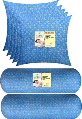 ACTOS 5 Cuhion 2 Microfibre Floral Bolster Pack of 7(Light Blue)