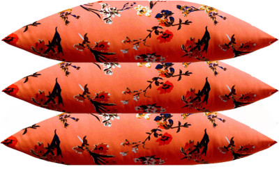 ACTOS Microfibre Floral Sleeping Pillow Pack of 3(Orange)