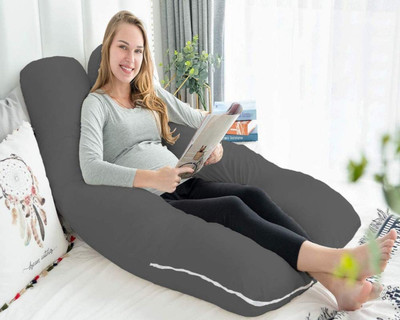 Mojo U SHAPE Microfibre Solid Pregnancy Pillow Pack of 1(Grey)