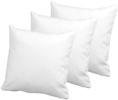 VLYSIUM cushion 14x14 inch set of 3 pillow insert for sofa (35*35 cm) Polyester Fibre Solid Cushion Pack of 3(White)