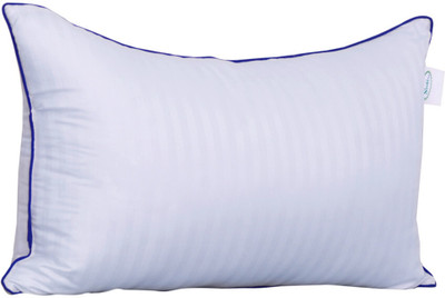 Fiveminmore Satin Microfiber Sleeping Pillow for Home|17x27 Inch Soft Fluffy Piping Pillow| Microfibre Stripes Sleeping Pillow Pack of 1(Blue)