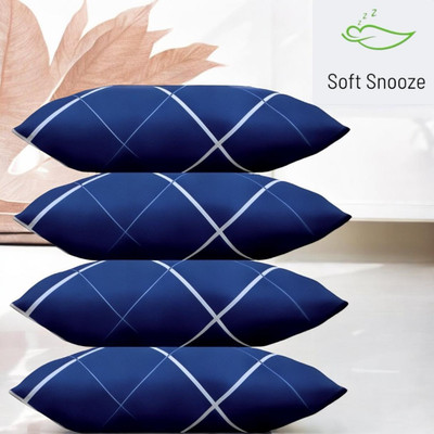 SOFT SNOOZE Soft Luxury Microfibre Abstract Sleeping Pillow Pack of 4(Blue)