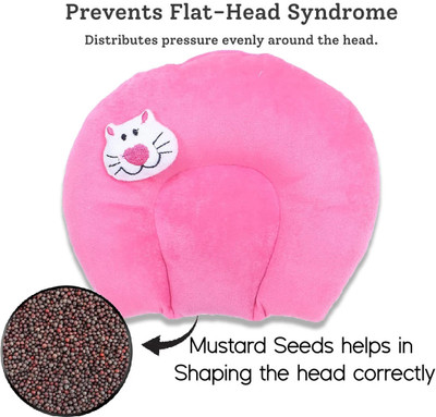 BabeDesk Mustard Seeds Toons & Characters Baby Pillow Pack of 1(Baby Pink)
